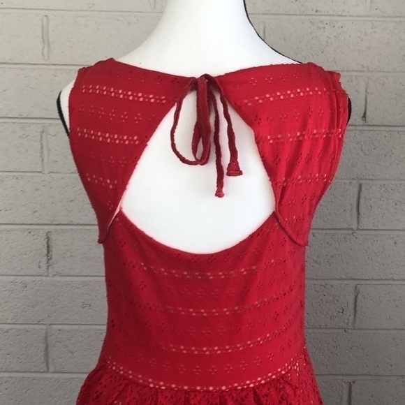 Postmark by Anthropologie Red Cotton Lace Eyelet Dress, S - Picture 5 of 13